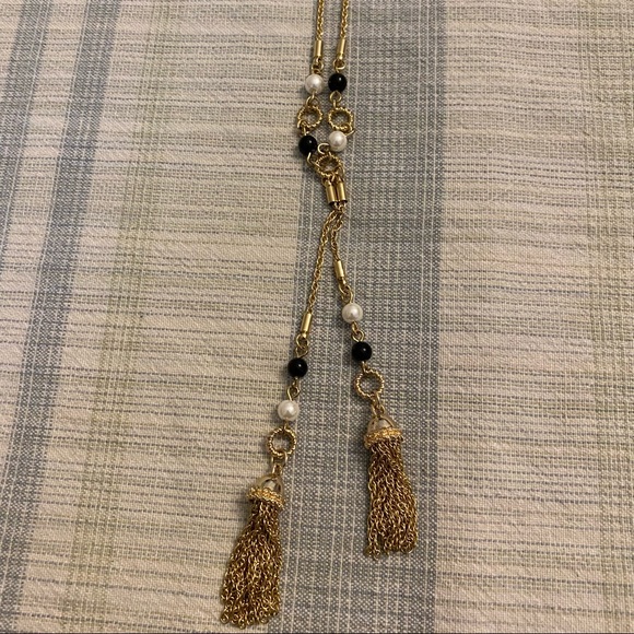 Talbots Tassel and Bead Long Pendent Necklace - Picture 2 of 15